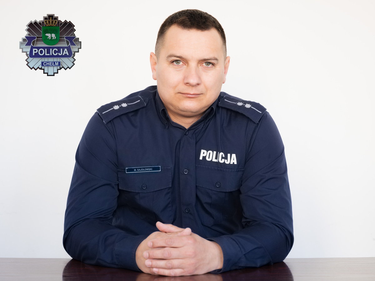 Wizerunek dzielnicowego rejonu numer 2 aspirant Marcin Sajdłowski