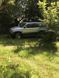 Odzyskany samochód stojący w zaroślach