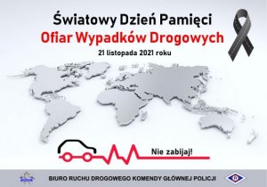 Grafika z napisem  Światowy Dzień Pamięci Ofiar Wypadków Drogowych