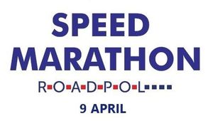 Plakat policyjnych działań „PRĘDKOŚĆ” z napisem Speed Marathon.