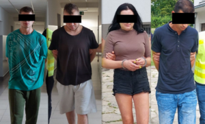 Kolaż zdjęć z wizerunkiem osób podejrzanych o rozbój.