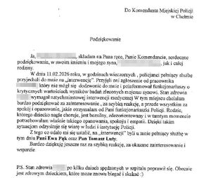 Treść podziękowań