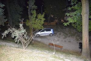 zdjęcie przedstawiające samochód ktory zjechał ze skarpy