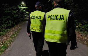 Policjanci sprawdzają las.